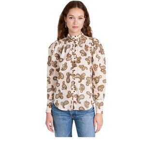 ALEMAIS Mia Paisley-print Puff-sleeve Blouse size 8